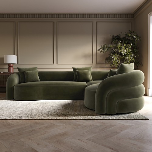 Green velvet right hand facing - hand,