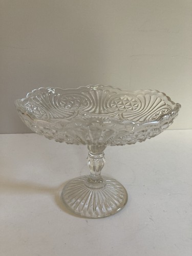 Glass pedestal bowl vintage - glass,