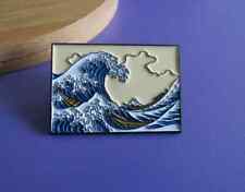 Japanese Art  Inspired Hokusai Great Wave Off Kanagawa Enamel Lapel Pin Badge