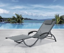 Jarder Aluminium Folding Reclining Sun Lounger Adjustable Outdoor Garden Patio