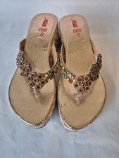 Ladies Rose Gold Jewelled Sandals Shoes Size 5 UK