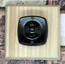 1/2 Way Restored Britmac Brown Bakelite Light Switch & Oak Wood Pattress C/O