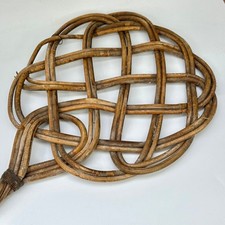 Antique French Flexible Wicker Cane Carpet Rug Beater, Household Utensil