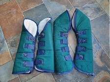 Cottage Craft Cob Size Green And Navy Blue Horse Travel Boots