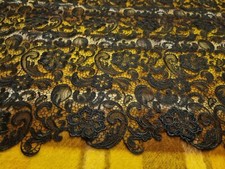 Black Lace Guipure Fabric 1.3m x 2.6 m Scalloped Edge