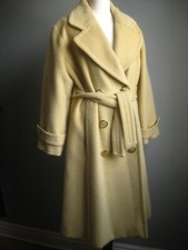 ANNALISA FERRO 100% WOOL COAT small 8 10 TRENCH long yellow BLOGGER mohair Italy