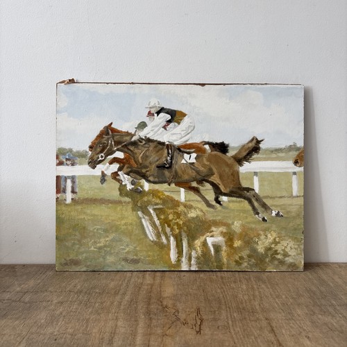 Vintage oil board horse - vintage,