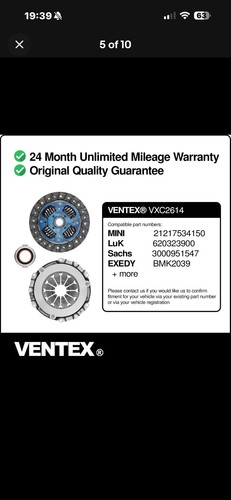 Clutch kit for mini cooper - kit, one