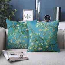 2Pcs Van Gogh Style Almond Blossom Velvet Feel Blue 18 x 18" Cushion Covers Only