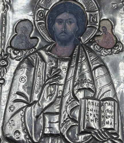 Vintage religious silver icon - silver,