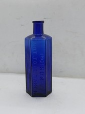 Old 8oz Cobalt Blue Glass Poison Bottle