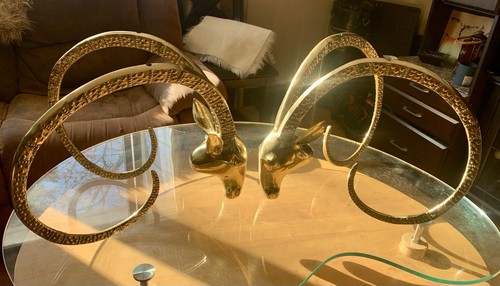 Vintage brass ibex ram head - vintage,