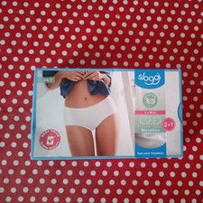 BNIB SLOGGI 3 X SENSITIVE WHITE MICROFIBRE MIDI BRIEF UK 24