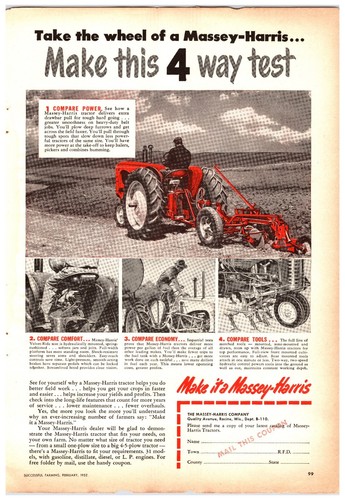 1952 massey harris tractors - massey,