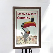 Guinness Toucan Style Wooden Framed Large Mirror | Pub Mirror 44cm X 64cm