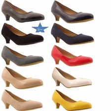 LADIES WOMENS LOW KITTEN HEEL