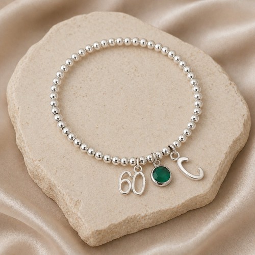 60th birthday initial bracelet - birthday,