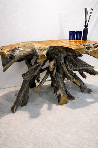 Teak root furniture console - root,