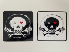 BANKSY / PAUL INSECT Pair of POW Skull Stickers Pictures on Walls UK Street Art