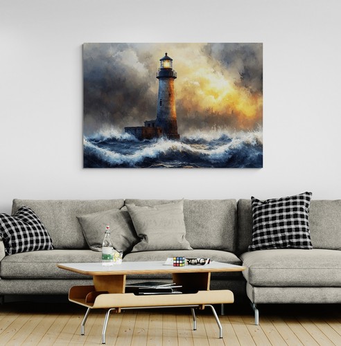 Lighthouse stormy seascape - lighthouse,