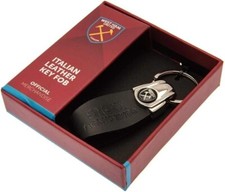 West Ham FC Leather Key Fob Keyring In A Gift Box Official Licensed