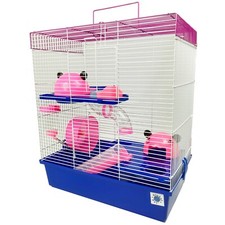 Calypso Small/Dwarf Hamster Cage With Tubes - Blue & Pink Plastic Hamster Cage 