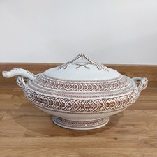 Antique Victorian Cork Edge & Malkin  Covered Tureen with serving spoon Rare