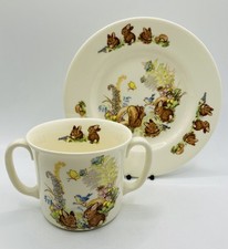 Royal Kent Bunnies Children's Side Plate & Twin Handled Mug -Excellent Condition