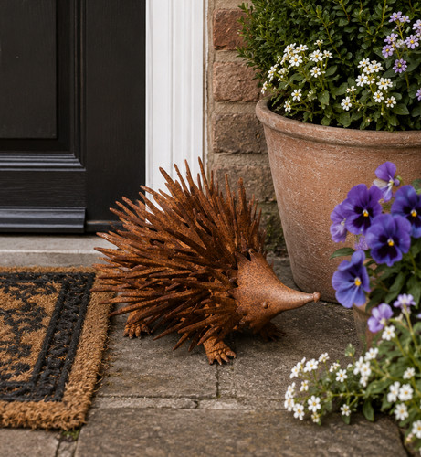 Rusty metal hedgehog garden - rusty,