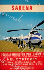 Vintage Sabena Belgian Helicopter Service Poster A3/A4 Print