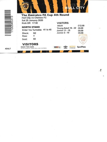 Ticket hull city v chelsea - -,