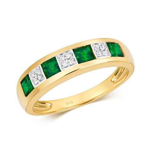 9ct yellow gold emerald and - 9ct,