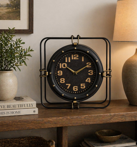 Industrial style clock grey