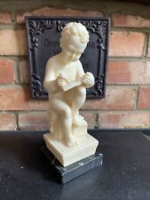 Vintage Carved Cherub Stone Alabaster Seated  Figurine After Antonio Canova