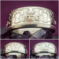 Coin Ring 1970 Two Shilling ring Size S, T , U , V , W