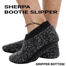 Mens Slipper Socks gripper thermal lounge cosy faux fur lined Bootie Cut
