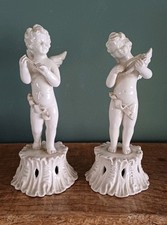 2 vintage Cherub Figurines, Italian white  Porcelain Bassano style , 14 cm x 6cm