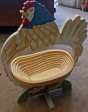 Chicken Egg Basket Wooden Spiral Cut Unusual
