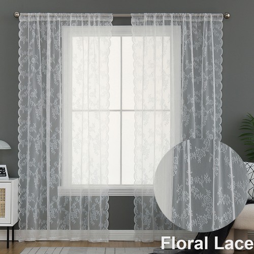 Floral lace sheer curtains - lace,