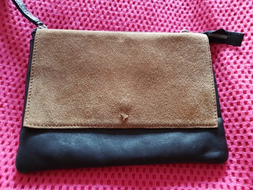 Black tan pouch clutch bag - tan,