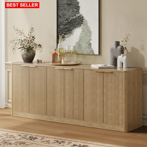 Buffet cabinet 67in fluted oak - 67in,