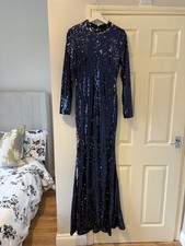 Vintage Long Embellished Sequin Gown Long Sleeves Sparkle Cruise Party XL