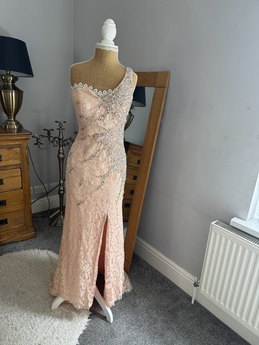 Blush peach lace - blush, crystal