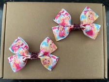DOLL - hair bow clips (2) HANDMADE girls hair accessories character bows 3”