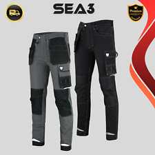 SEA3 Men's Cargo Combat Slim Fit Stretch Spandex Work Trousers Pants Jeans