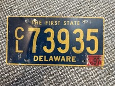 Vintage Delaware  Number Plate Genuine American number  USA license