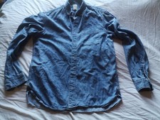 H&M Mens Denim Shirt Size Medium Light Blue 100% Cotton Button Down Collar Men's