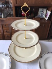 Vintage Alfred Meakin Marigold 3 Tier Cake Stand - Cream with Gilt Edge