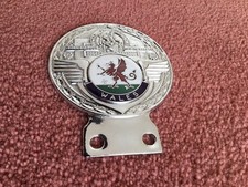 VINTAGE CAR BADGE .( St.Christopher/ Wales, Chrome Plated Brass Badge.)