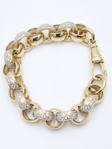 Gold belcher bracelet 9ct - cz,